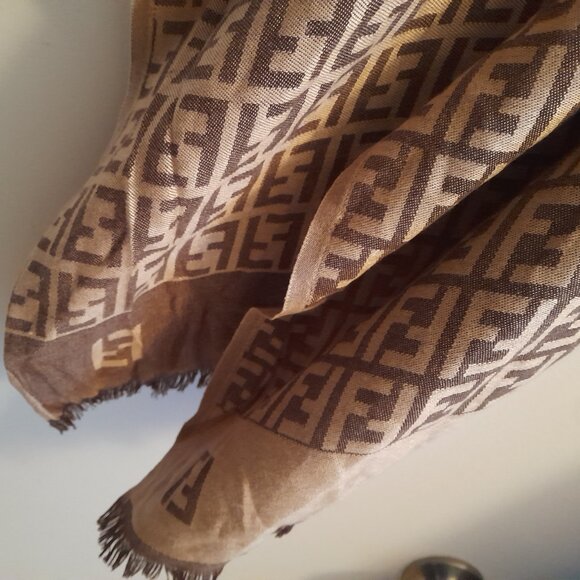 Fendi wool & silk Monogram Scarf/Shawl/Wrap. - Picture 8 of 12